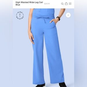 Ceil Blue Wide Leg High-Waisted Scrub Pants